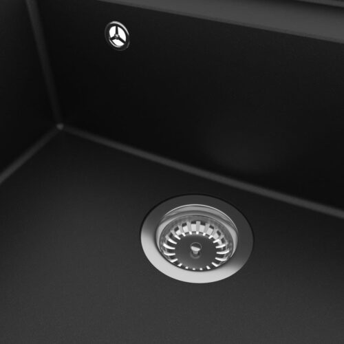 Kitchen Sink with Overflow Hole Black Granite - Image 6