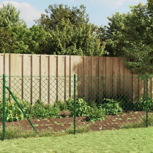 Chain Link Fence with Spike Anchors Green 1x25 m - Image 6