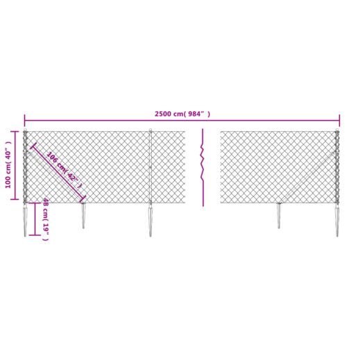 Chain Link Fence with Spike Anchors Green 1x25 m - Image 5