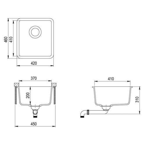 Granite Kitchen Sink Single Basin Black - Image 8