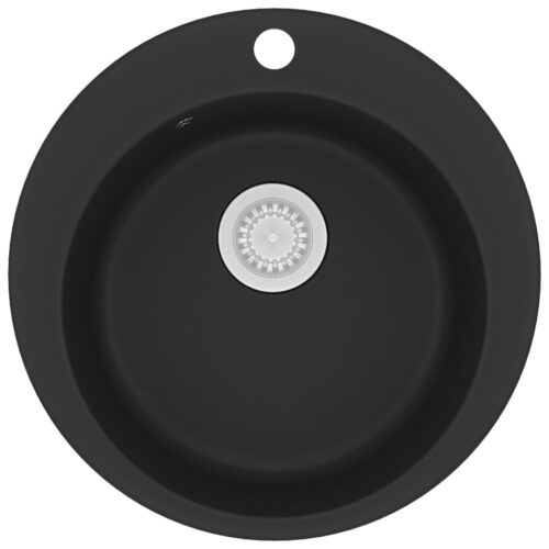 Granite Kitchen Sink Single Basin Round Black - Image 2