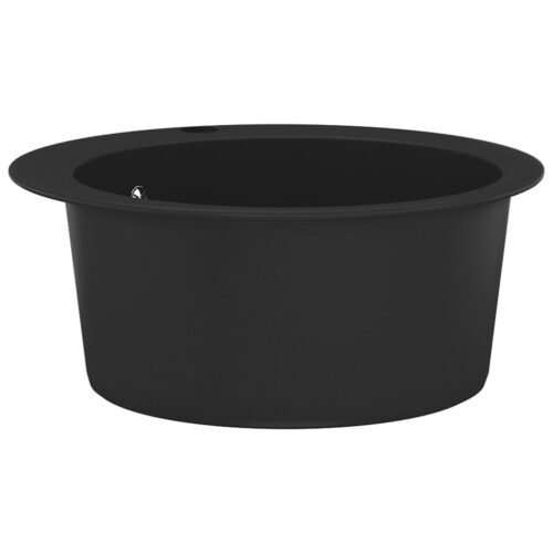 Granite Kitchen Sink Single Basin Round Black - Image 3