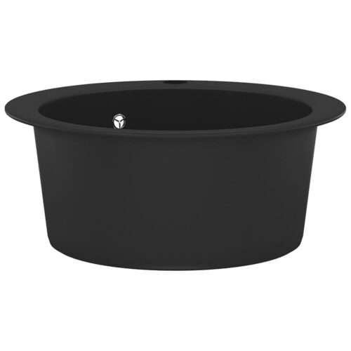 Granite Kitchen Sink Single Basin Round Black - Image 4