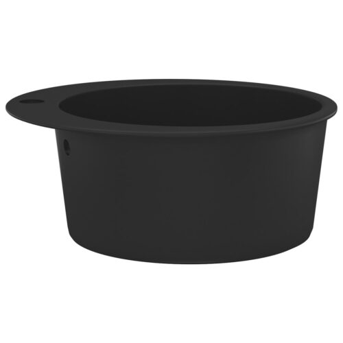 Granite Kitchen Sink Single Basin Round Black - Image 5
