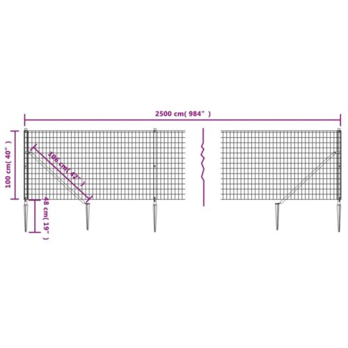 Wire Mesh Fence with Spike Anchors Green 1x25 m - Image 5