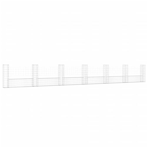 U-shape Gabion Basket with 7 Posts Iron 740x20x100cm - Image 2