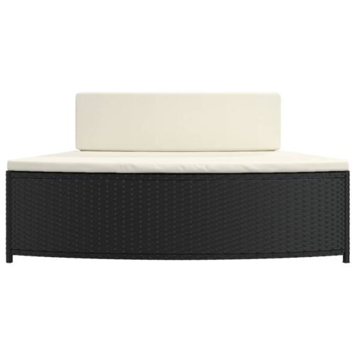 Spa Benches with Cushions 2pcs Black Poly Rattan - Image 4