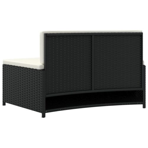 Spa Benches with Cushions 2pcs Black Poly Rattan - Image 6