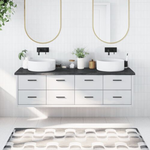Dark Oak Wood Timber Bathroom Countertop Sink Vanity Board Table Top 180x60x4cm - Image 10