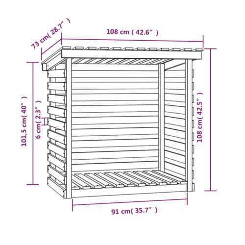 Firewood Rack 108x73x108cm Solid Wood Pine - Image 8