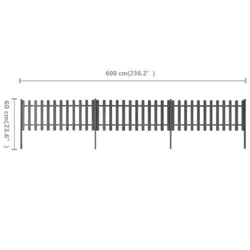 Picket Fence with Posts 3pcs WPC 600x60cm - Image 5