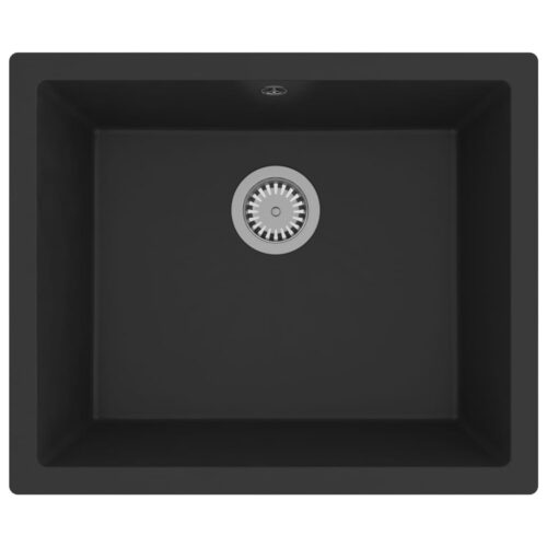 Kitchen Sink with Overflow Hole Black Granite - Image 2