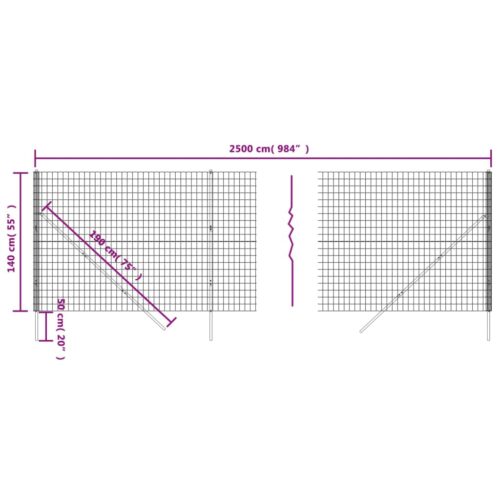 Wire Mesh Fence Anthracite 1.4x25m Galvanised Steel - Image 5