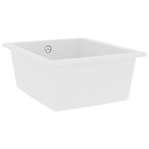 Kitchen Sink with Overflow Hole White Granite - Image 3