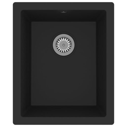 Kitchen Sink with Overflow Hole Black Granite - Image 2
