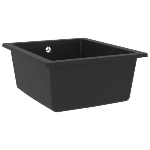 Kitchen Sink with Overflow Hole Black Granite - Image 3