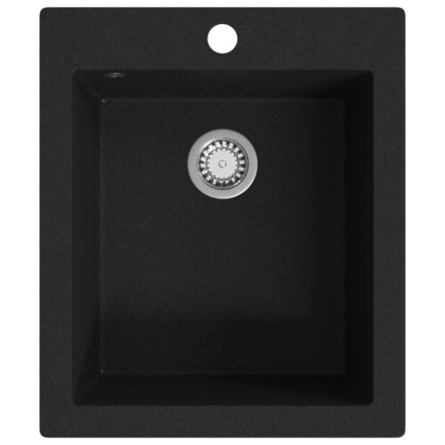 Overmount Kitchen Sink Single Basin Granite Black - Image 2