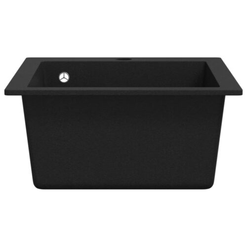 Overmount Kitchen Sink Single Basin Granite Black - Image 4