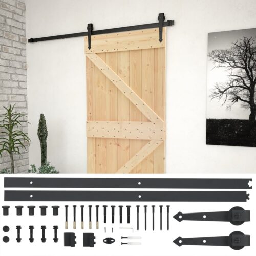 Sliding Door with Hardware Set 80x210cm Solid Pine Wood - Image 2