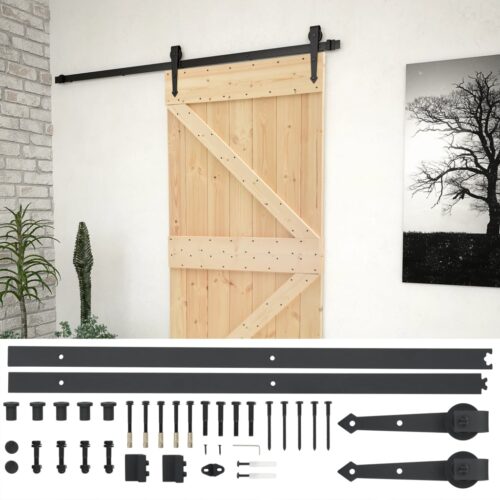 Sliding Door with Hardware Set 90x210cm Solid Pine Wood - Image 2