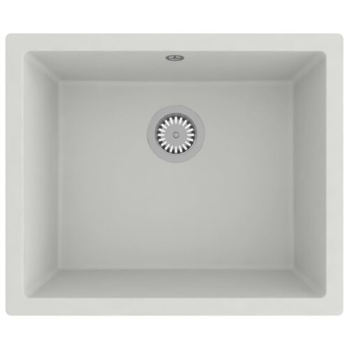 Kitchen Sink with Overflow Hole White Granite - Image 2