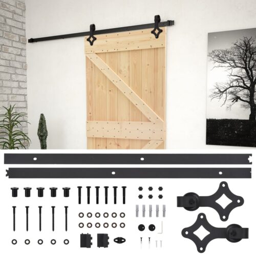 Sliding Door with Hardware Set 90x210cm Solid Pine Wood - Image 2