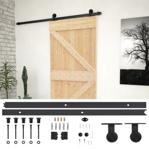 Sliding Door with Hardware Set 80x210cm Solid Pine Wood - Image 2