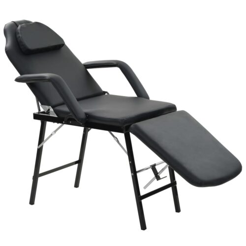 Portable Facial Treatment Chair Faux Leather 185x78x76cm Black