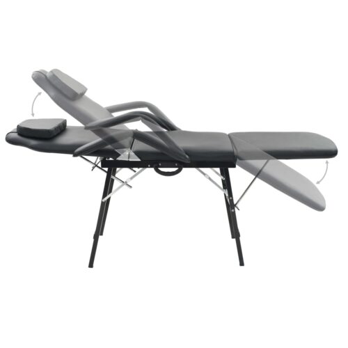 Portable Facial Treatment Chair Faux Leather 185x78x76cm Black - Image 3