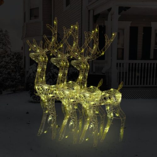 Acrylic Reindeer Christmas Decorations 3pcs 120cm Warm White