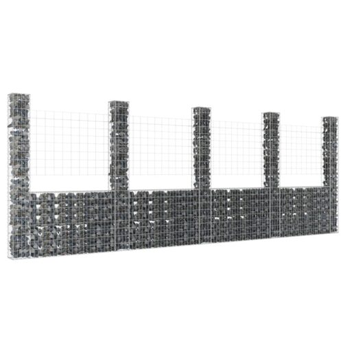 U-shape Gabion Basket with 5 Posts Iron 500x20x200cm - Image 2