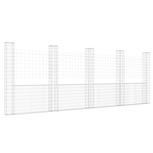 U-shape Gabion Basket with 5 Posts Iron 500x20x200cm
