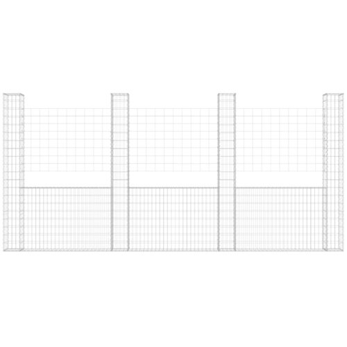 U-shape Gabion Basket with 5 Posts Iron 500x20x200cm - Image 4