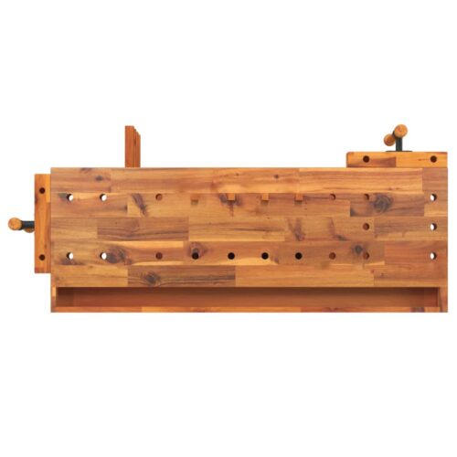 Workbench with Drawer Vices 124x52x83cm Solid Wood Acacia - Image 7