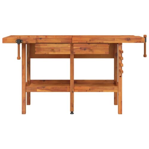 Multi-Function Work Bench Garage Storage Table Tool Shelf Drawers Vice Rack Wood - Image 4