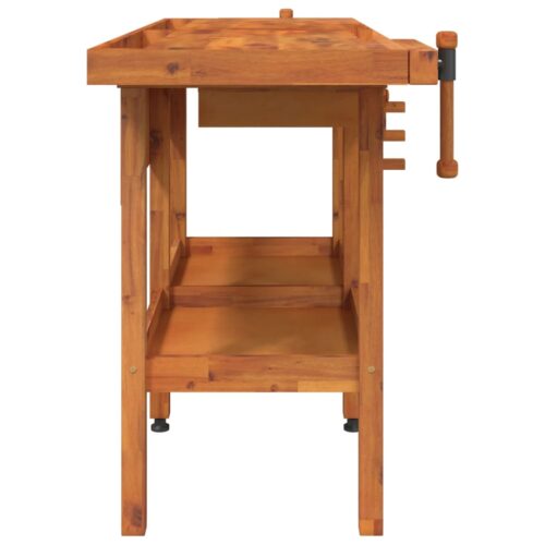 Multi-Function Work Bench Garage Storage Table Tool Shelf Drawers Vice Rack Wood - Image 5
