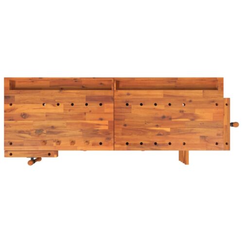 Multi-Function Work Bench Garage Storage Table Tool Shelf Drawers Vice Rack Wood - Image 7