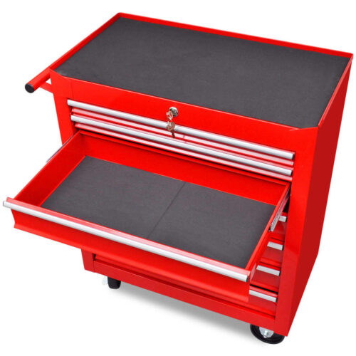 Workshop Tool Trolley 7 Drawers Red - Image 2