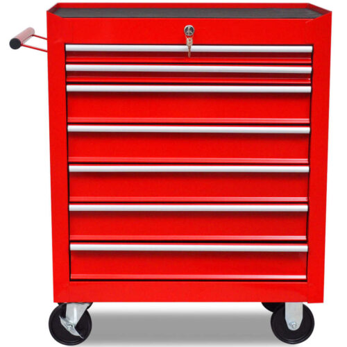 Workshop Tool Trolley 7 Drawers Red - Image 3
