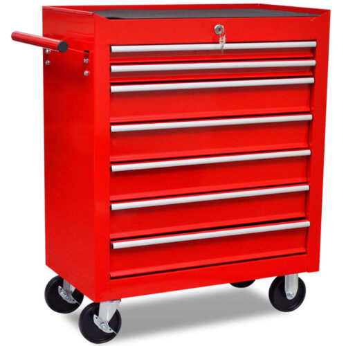 Workshop Tool Trolley 7 Drawers Red - Image 4