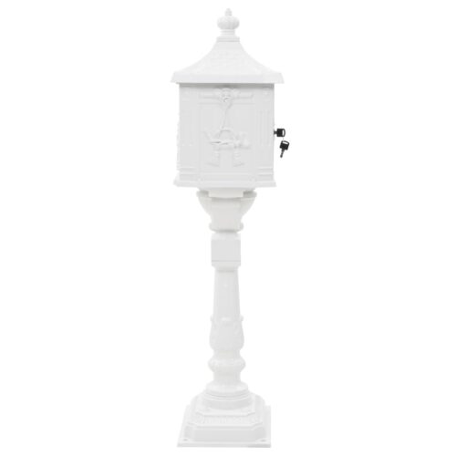 Pedestal Letterbox Aluminium Vintage Style Rustproof White - Image 6