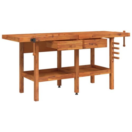 Wood Workbench Garage Workshop Shed Rack Shelf Drawers Table Work Bench - Image 4