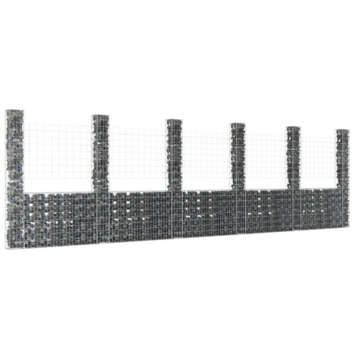 U-shape Gabion Basket with 6 Posts Iron 620x20x200cm - Image 7