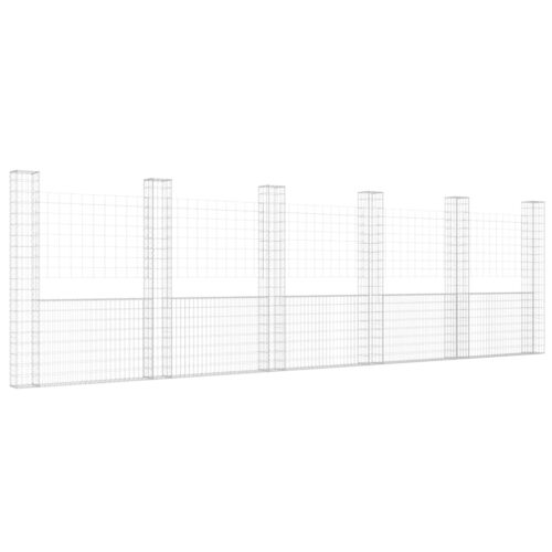 U-shape Gabion Basket with 6 Posts Iron 620x20x200cm