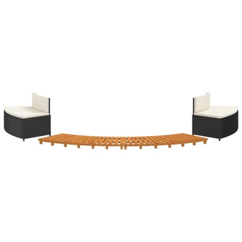 Hot Tub Surround Wood Rattan Spa Bath Round Stand Bench Table Step Seat Black - Image 2