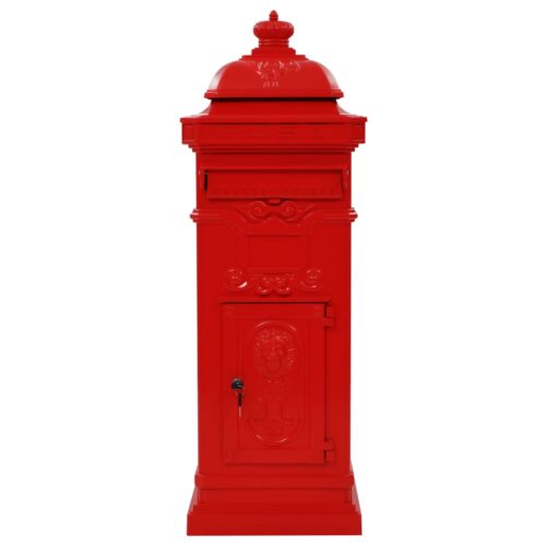 Pillar Letterbox Aluminium Vintage Style Rustproof Red - Image 3