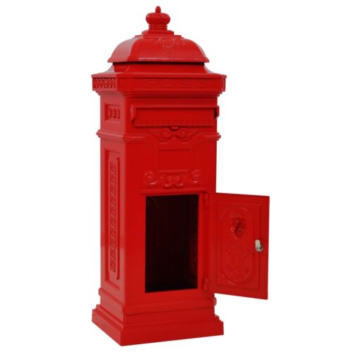Pillar Letterbox Aluminium Vintage Style Rustproof Red - Image 4