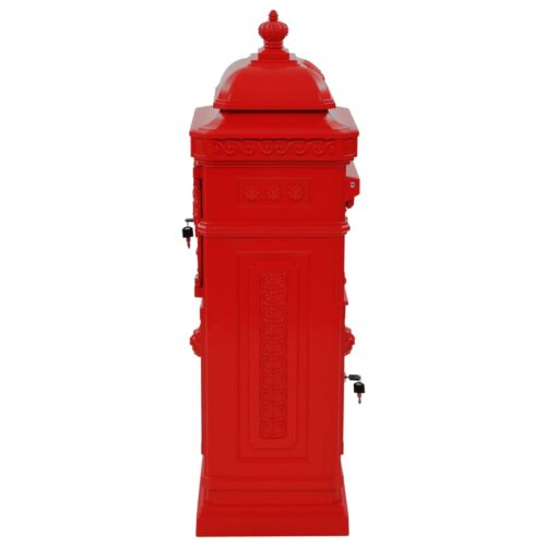 Pillar Letterbox Aluminium Vintage Style Rustproof Red - Image 6