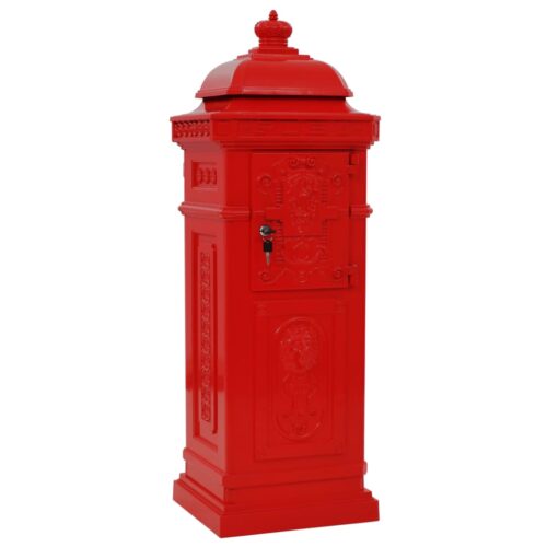 Pillar Letterbox Aluminium Vintage Style Rustproof Red - Image 7