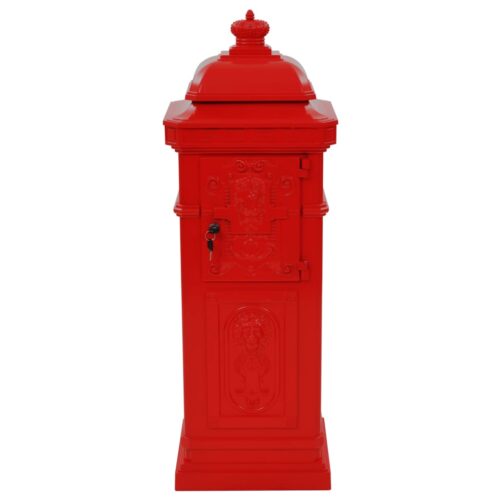 Pillar Letterbox Aluminium Vintage Style Rustproof Red - Image 8